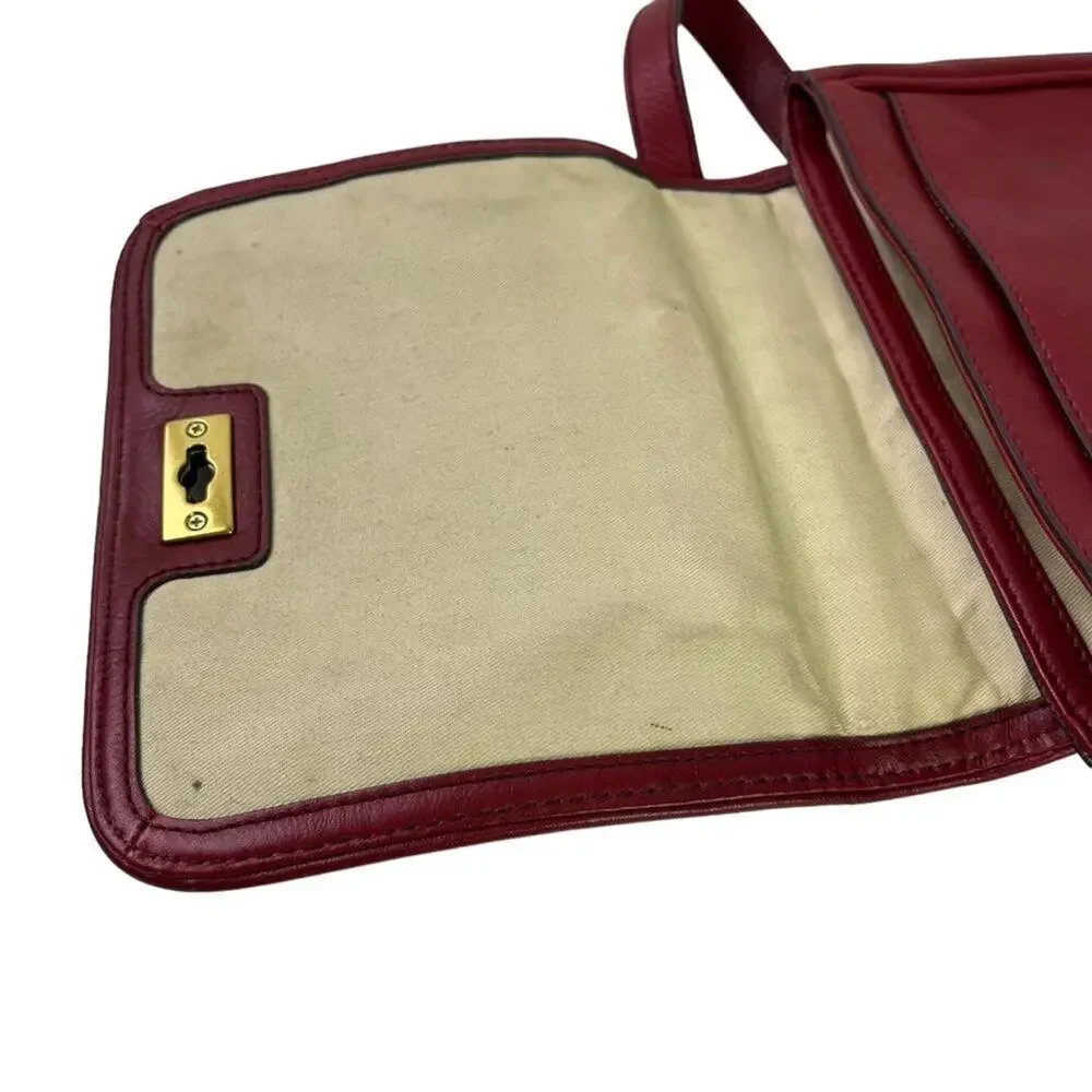 Fossil Womens Red Calf Hair Fur Crossbody Genuine Leather Purse Shoulder Bag